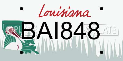 BAI848 Louisiana License Plate