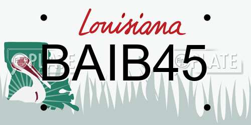 BAIB45 Louisiana License Plate