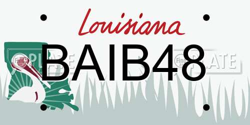 BAIB48 Louisiana License Plate