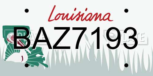 BAZ7193 Louisiana License Plate