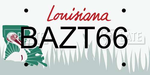 BAZT66 Louisiana License Plate