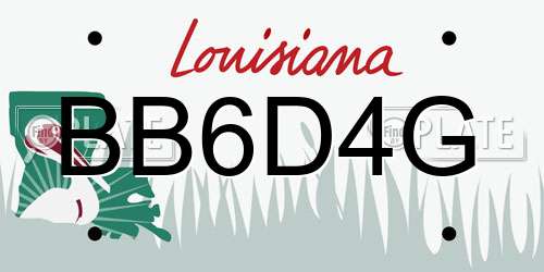 BB6D4G Louisiana License Plate
