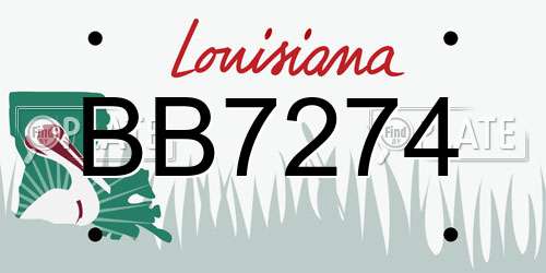 BB7274 Louisiana License Plate