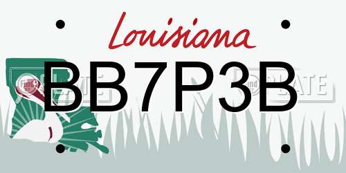 BB7P3B Louisiana License Plate