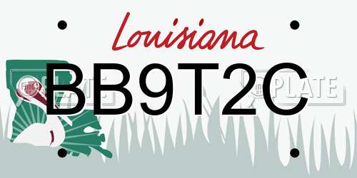 BB9T2C Louisiana License Plate
