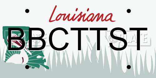BBCTTST Louisiana License Plate
