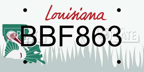 BBF863 Louisiana License Plate