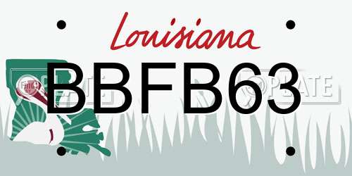 BBFB63 Louisiana License Plate