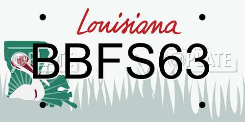BBFS63 Louisiana License Plate