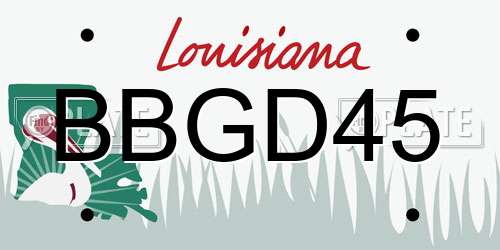 BBGD45 Louisiana License Plate