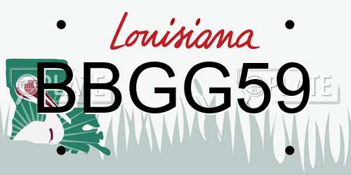 BBGG59 Louisiana License Plate