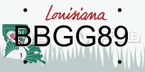 BBGG89 Louisiana License Plate