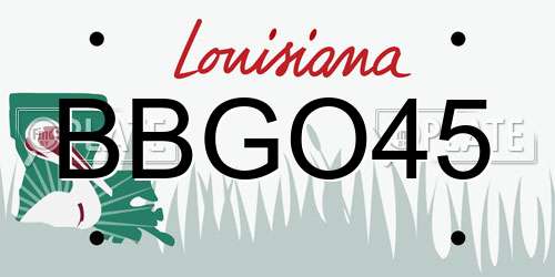 BBGO45 Louisiana License Plate