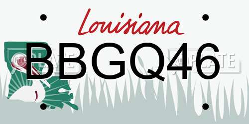 BBGQ46 Louisiana License Plate