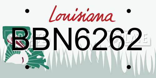 BBN6262 Louisiana License Plate