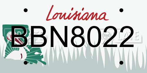 BBN8022 Louisiana License Plate