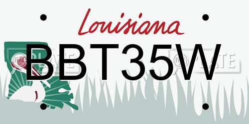 BBT35W Louisiana License Plate