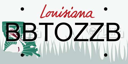 BBTOZZB Louisiana License Plate