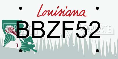 BBZF52 Louisiana License Plate