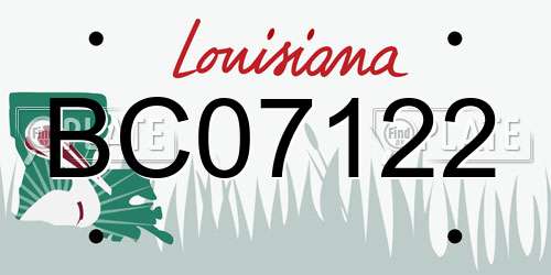 BC07122 Louisiana License Plate