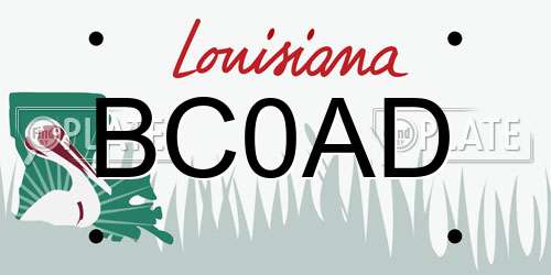 BC0AD Louisiana License Plate