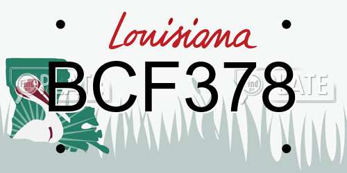 BCF378 Louisiana License Plate