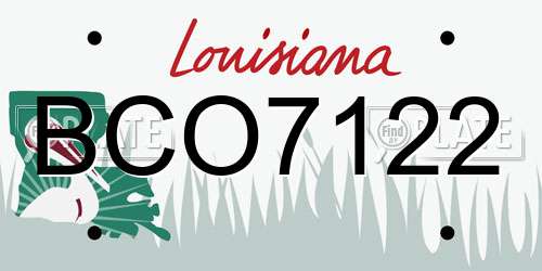 BCO7122 Louisiana License Plate