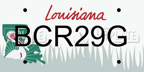 BCR29G Louisiana License Plate