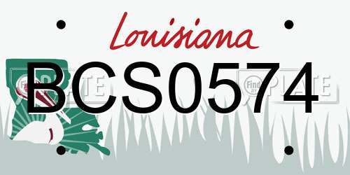 BCS0574 Louisiana License Plate