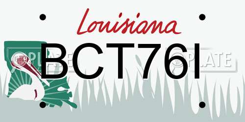 BCT76I Louisiana License Plate