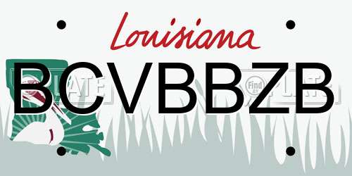 BCVBBZB Louisiana License Plate