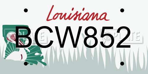 BCW852 Louisiana License Plate