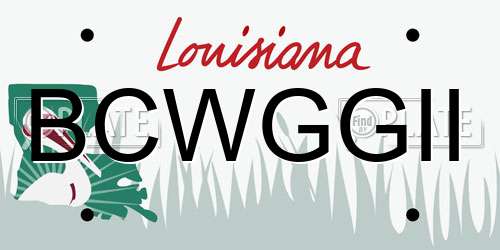 BCWGGII Louisiana License Plate