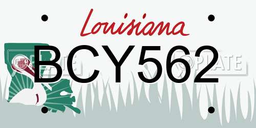 BCY562 Louisiana License Plate