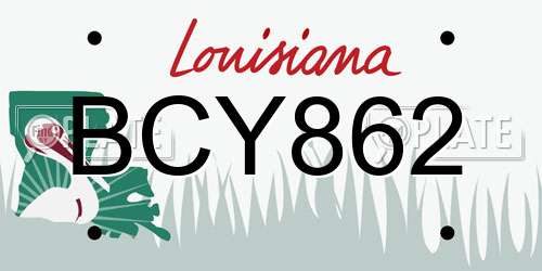 BCY862 Louisiana License Plate