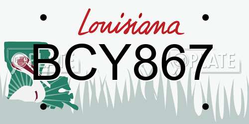 BCY867 Louisiana License Plate
