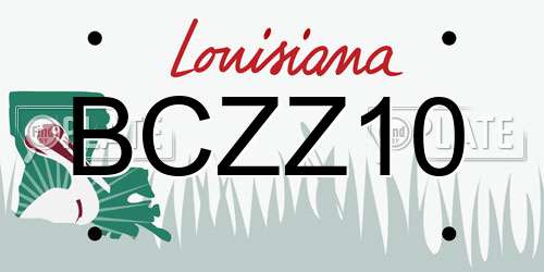 BCZZ10 Louisiana License Plate