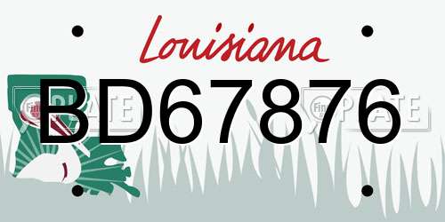 BD67876 Louisiana License Plate