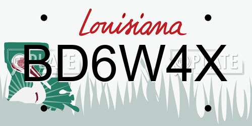 BD6W4X Louisiana License Plate