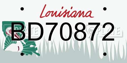 BD70872 Louisiana License Plate