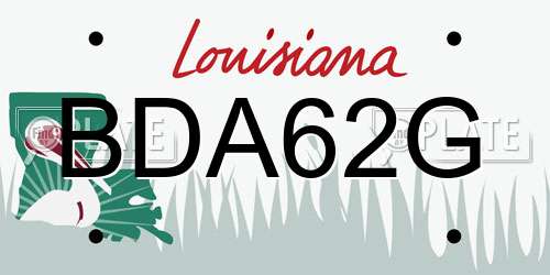 BDA62G Louisiana License Plate
