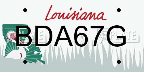 BDA67G Louisiana License Plate