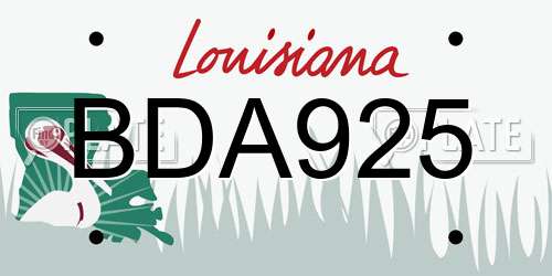 BDA925 Louisiana License Plate