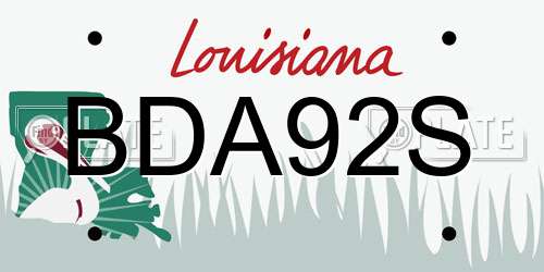 BDA92S Louisiana License Plate
