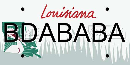 BDABABA Louisiana License Plate