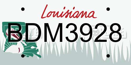 BDM3928 Louisiana License Plate