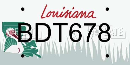 BDT678 Louisiana License Plate