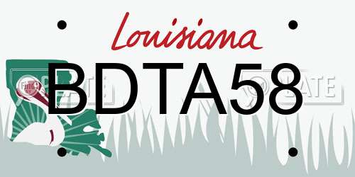 BDTA58 Louisiana License Plate