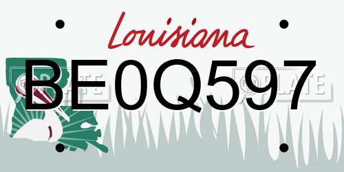BE0Q597 Louisiana License Plate