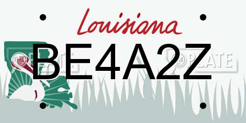 BE4A2Z Louisiana License Plate